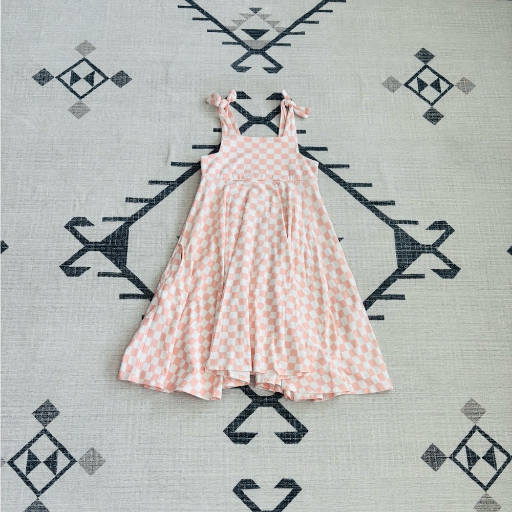 Remie Girl Pink Checkered Twirl Dress